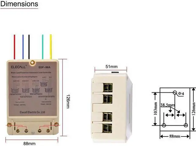 Alt view image 7 of 7 - ELECALL EDF-96A Water Automatic Level Controller 10A 220V Electronic Water Liquid Level Detection Sensor Water Pump Controller - 5M Sensor Cables