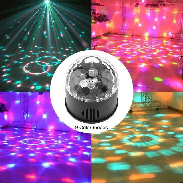 Alt view image 6 of 7 - 9W 9 Colors USB 5V LED Magic Ball Projector Stage Lights Strobe Club Effect Lights with Sound Control for Car / KTV / Party / Disco / Birthday