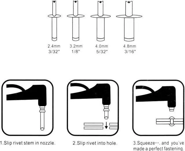 Alt view image 3 of 6 - TNI-U TU-905 10" Heavy Duty Riveter with 1pc Wrench Hand Tool Rivet Gun for 2.4mm/3.2mm/4.0mm/4.8mm Rivets
