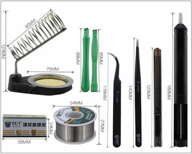 Alt view image 7 of 7 - BST-113 16 in 1 Household Professional Tool with Screwdrivers Soldering Iron Multimeter and Tweezers for Phone Laptop PC repair