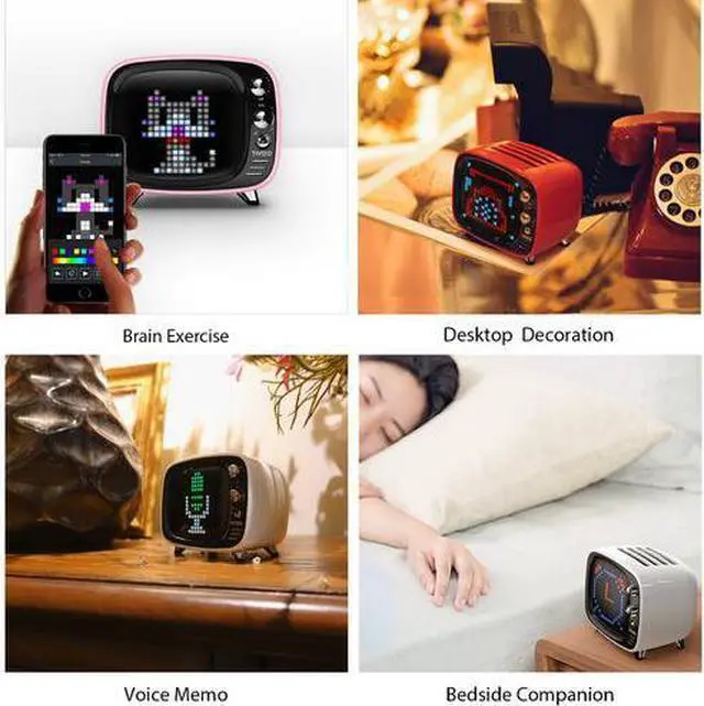 Alt view image 3 of 6 - Divoom Tivoo Portable Bluetooth Speaker LED Clock Smart Alarm Clock Desktop with App Compatible for IOS Android Xiaomi (White)