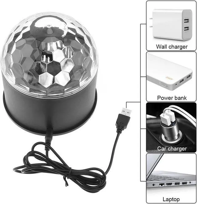 Alt view image 7 of 7 - 9W 9 Colors USB 5V LED Magic Ball Projector Stage Lights Strobe Club Effect Lights with Sound Control for Car / KTV / Party / Disco / Birthday