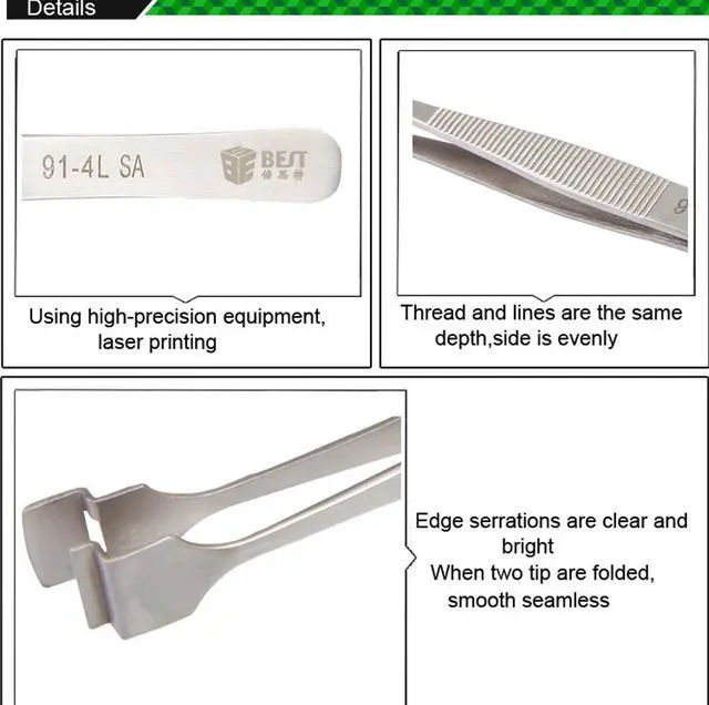 Alt view image 3 of 4 - Mobile Repair Tools,Wafer Tweezers,Stainless Steel Tweezers,TweezersWafer Tweezers for Mobile Repair Tools