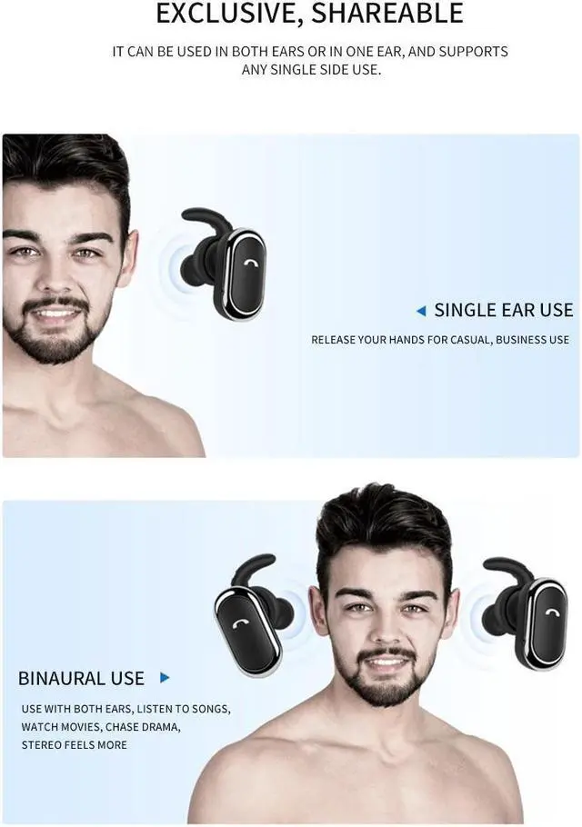 Alt view image 4 of 7 - DPRUI tws wireless headphones with Charging Box Wireless Stereo Earbud In-ear Earphone Bluetooth headphones for a mobile phone (Gold)