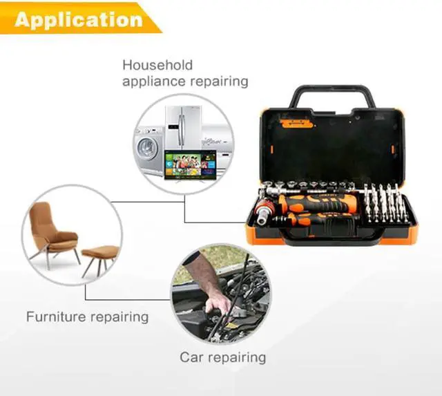 Alt view image 6 of 7 - 31 in 1 Multifunction Hand Tool Sets Electronics Repair Tools Set Kit Multi Bits Ratchet Screwdriver Set for LaptopTablet Repair
