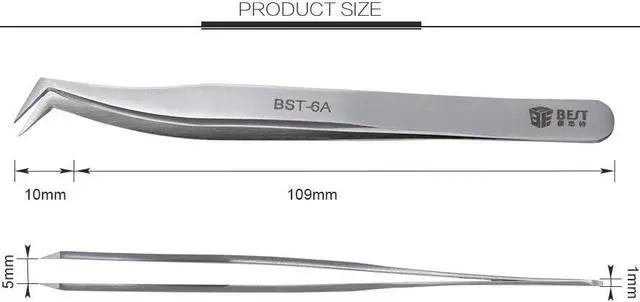 Alt view image 6 of 6 - BST-6A Stainless Steel Tweezers Super Hard Eyelash Extension Tool Industry Best Quality Tweezers
