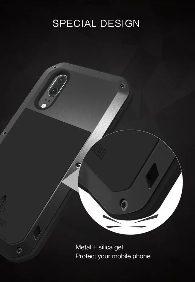 Alt view image 4 of 7 - Love Mei Shockproof Waterproof Metal Aluminum Case For HuaWei P20 Pro - Yellow