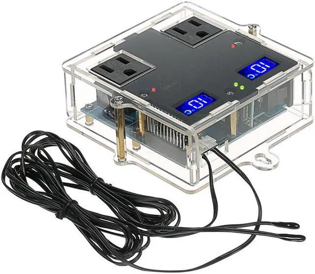 Main image of GeekTeches High Precision LED Digital Temperature Controller Thermostat for Aquaculture with Case and Dual Channel Control / Waterproof Sensor Probe
