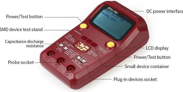 Alt view image 7 of 7 - Handheld LCD Digital multimeter Transistor Tester SMD Resistance Diode Inductance Capacitance ESR Meter
