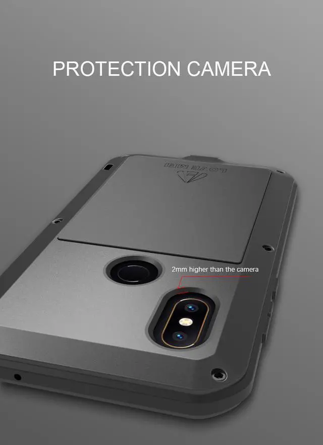 Alt view image 7 of 7 - LOVE MEI Aluminum Metal Case For Xiaomi Mi MIX 2S MIX2S Cover Powerful Armor Shockproof Life Waterproof Case For Xiaomi Mi MIX 2S MIX2S (Red)