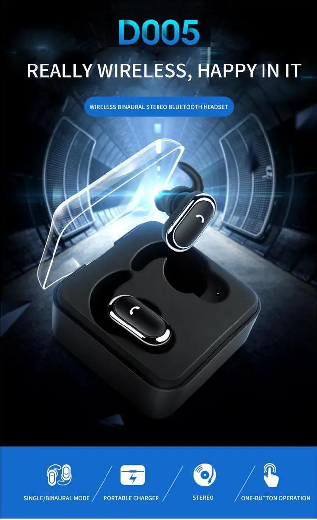 Alt view image 2 of 7 - DPRUI tws wireless headphones with Charging Box Wireless Stereo Earbud In-ear Earphone Bluetooth headphones for a mobile phone (Gold)