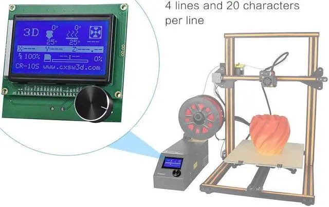 Alt view image 4 of 4 - 2004 LCD Screen Controller Display with Cable for Reprap Ramps 1.4 3D Printer Kit Accessory for Creality CR-10S