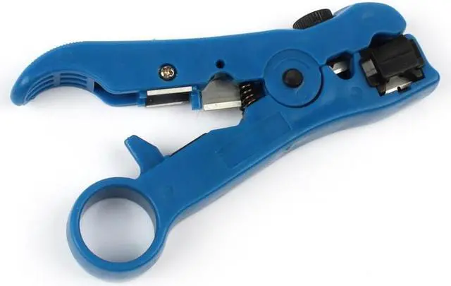 Alt view image 2 of 6 - Wire Coax Coaxial Universal Cable Stripper Cutter Stripping Pliers Tool for Network rj45 Cables - Blue
