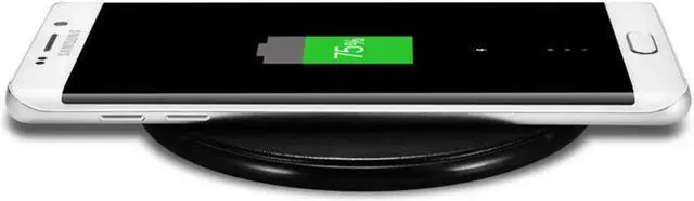 Alt view image 3 of 4 - iCarer Qi Wireless Charger Real Genuine Leather Metal Original Thin Wireless Charging Pad for Nokia SONY Samsung LG Google - Black