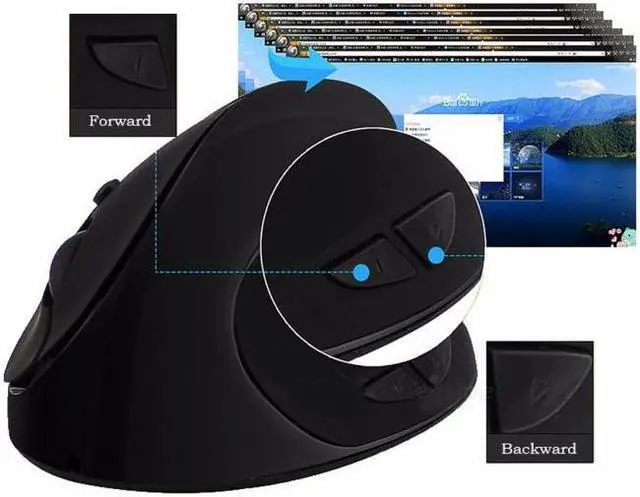 Alt view image 5 of 6 - 1600 DPI Ergonomic Vertical USB 2.4GHz Wireless Computer Mouse Cordless Optical Gaming Mice for PC Laptop Gamer