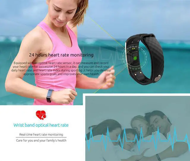 Alt view image 5 of 7 - Cubot S1 Smart Wristband Band Bluetooth Heart Rate Monitor Air Pressure Fitness Tracker IP67 Water for iOS Android (Black)