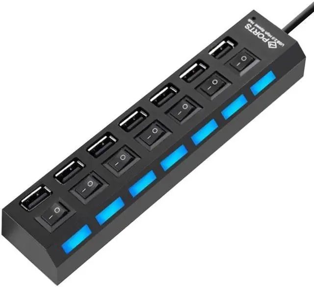 Main image of Micro USB Hub 2.0 7Port Hub USB With ON/OFF Switch USB Splitter Adapter High Speed Peripheral Accessorie For Tablet Laptop