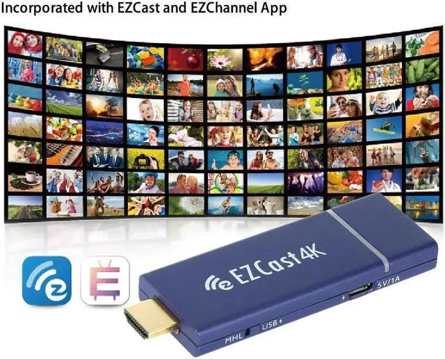 Alt view image 4 of 7 - EZCast WiFi Display Receiver TV Stick Dongle 2.4G/5.0G Dual Band WiFi H.265 4K Decoding HDMI MHL Miracast Airplay DLNA for Smart Phones Notebook Tablet to HDTV