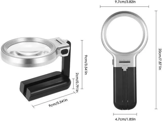 Alt view image 5 of 6 - 2 in 1 Multifunctional Folded Magnifier 10pcs LED Lighted Magnifier Practical Handheld and Unfolded Stand Magnifying Tool
