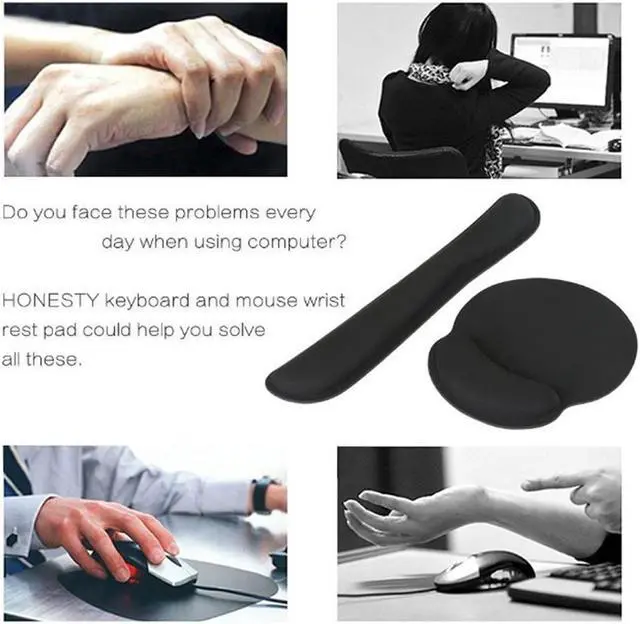 Alt view image 7 of 7 - Rebound Memory Cotton Keyboard Bracers with Mouse Pad Pillow Kit