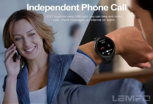 Alt view image 7 of 7 - Hot Lemfo LES1 Android 5.1 Smartwatch 1GB + 16GB Wearable Devices Bluetooth Wifi Smart watch Wristwatch (Black)