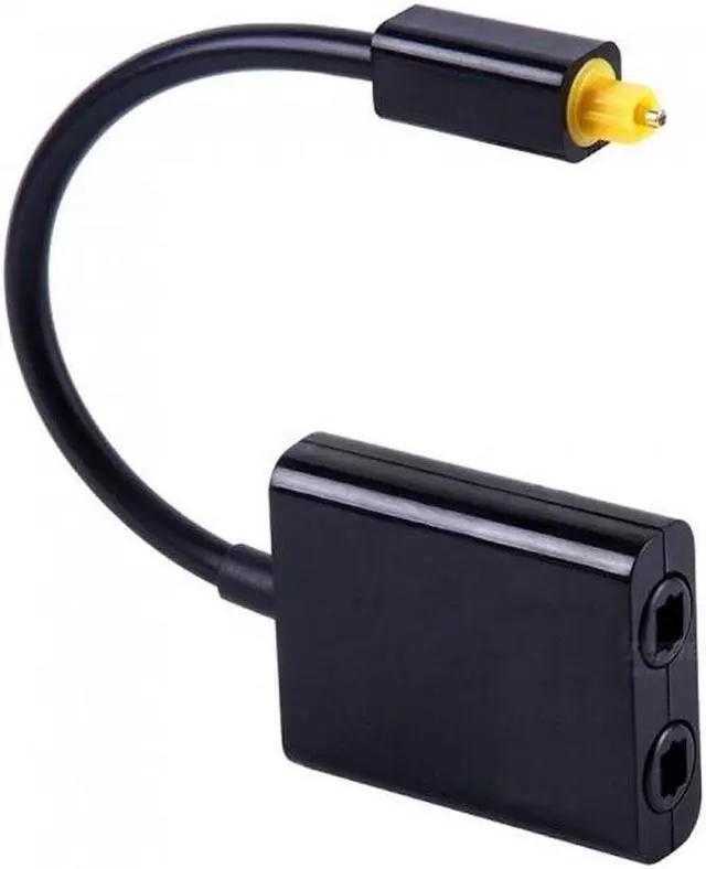 Alt view image 3 of 3 - 1 to 2 Toslink Fiber Digital Optical Audio Splitter Adapter - Black