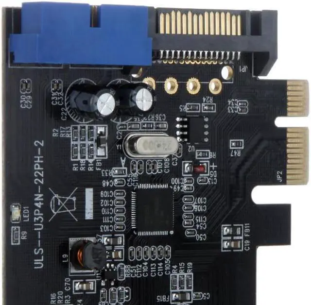 Alt view image 3 of 6 - SuperSpeed 2-Port USB 3.0 PCI-E PCI Express 19-pin USB3.0 15-pin SATA Connector Low Profile