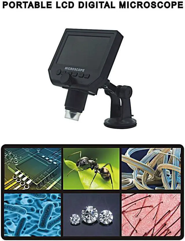 Alt view image 7 of 7 - 1-600x 3.6MP USB Digital Electronic Microscope Portable 8 LED VGA Microscope With 4.3" HD OLED Screen