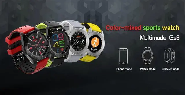 Alt view image 2 of 7 - KKtick No.1 GS8 Smartwatch Bluetooth 4.0 SIM card Call Message Heart Rate Monitor For IOS Android (White)