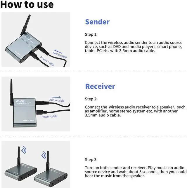 Alt view image 4 of 7 - 2.4G Digital Wireless Audio Transmitter Sender & Receiver Adapter Speaker for HiFi Home Audio Stereo Music Streaming Sound Systems