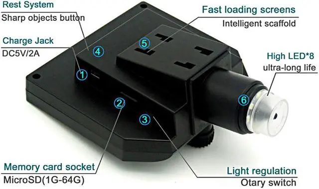 Alt view image 3 of 7 - 1-600x 3.6MP USB Digital Electronic Microscope Portable 8 LED VGA Microscope With 4.3" HD OLED Screen