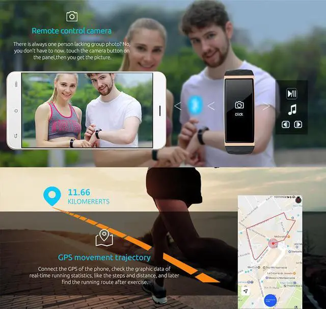 Alt view image 6 of 7 - Cubot S1 Smart Wristband Band Bluetooth Heart Rate Monitor Air Pressure Fitness Tracker IP67 Water for iOS Android (Black)