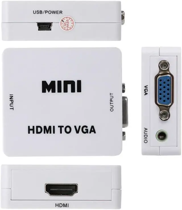 Alt view image 5 of 7 - Mini HDMI to VGA Converter HD Video Audio 1080p with Audio HDMI Devices to VGA for Monitor Projector