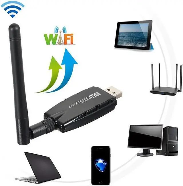 Alt view image 5 of 5 - USB WiFi Adapter 300Mbps USB Wireless Network Card Adapter Dongle with 5dBi Antenna for Desktop Laptop PC for Windows 98SE Me XP Vista 7 8 2000 for MAC