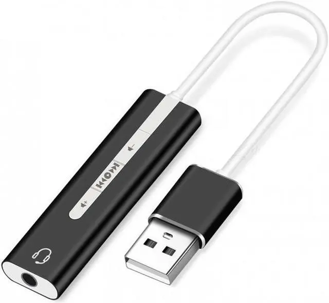 Main image of 2-in-1 USB External Sound Card 3.5mm USB Audio Interface Microphone Headphone Adapter for PC Laptop - Black