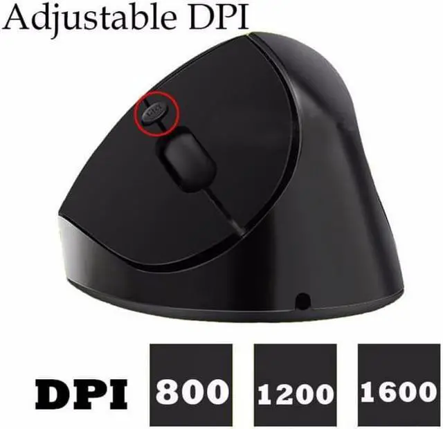 Alt view image 6 of 6 - 1600 DPI Ergonomic Vertical USB 2.4GHz Wireless Computer Mouse Cordless Optical Gaming Mice for PC Laptop Gamer