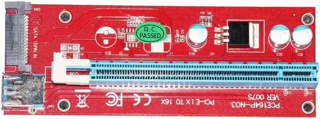Alt view image 4 of 5 - 0.6M PCI-E 1X to 16X Riser Card Extender PCI Express Adapter USB 3.0 Cable 15Pin SATA for Bitcoin Mining Machine bitcoin pc