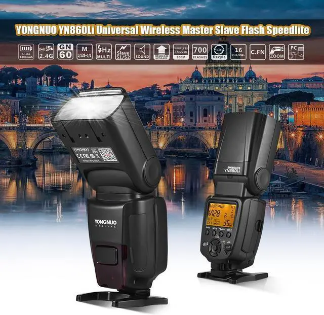 Alt view image 4 of 7 - Yongnuo YN860Li Wireless Flash Speedlite Lithium Battery Flash Light for Nikon Canon Compatible YN560III/YN560IV/YN660/YN968N