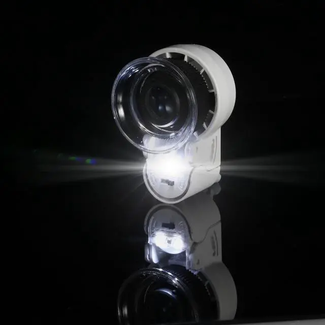 Alt view image 4 of 6 - Mini 45X Zoom Adjustable Loupe Magnifier Magnifying Glass with LED Light and UV Light for Jewelry Antiques Gems Stamps Currency