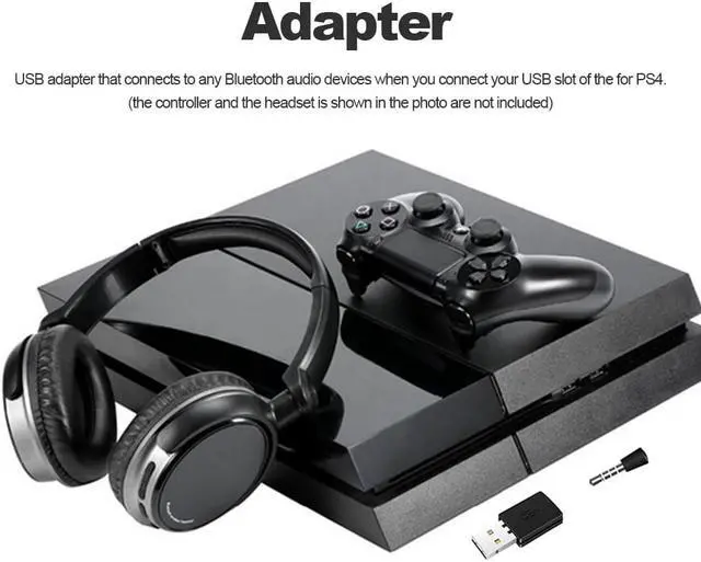 Alt view image 6 of 6 - Bluetooth Receiver Wireless Headset Headphone Adapter with Mic Bluetooth 4.0 Dongle USB Adapter USB Dongle for PS4 Black