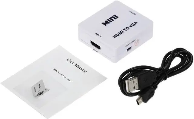 Alt view image 4 of 7 - Mini HDMI to VGA Converter HD Video Audio 1080p with Audio HDMI Devices to VGA for Monitor Projector