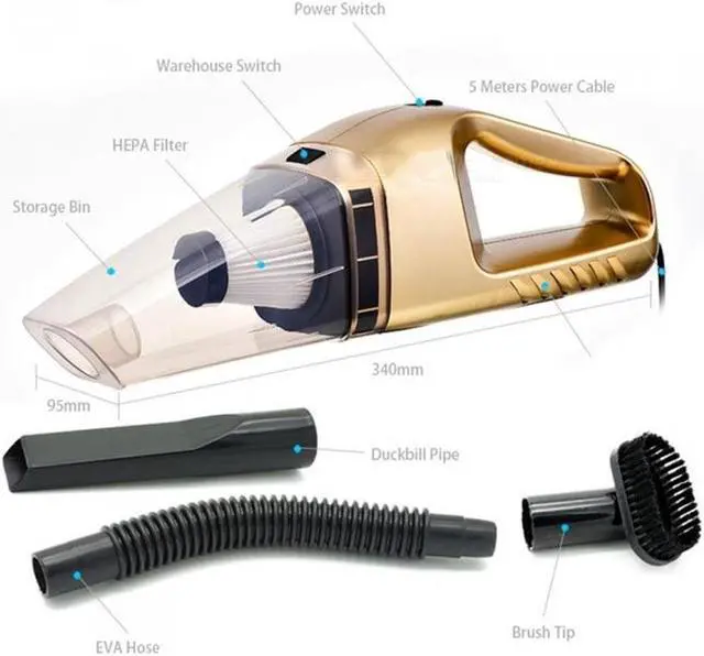 Alt view image 3 of 3 - 120W Car Vacuum Cleaner Handheld Portable 12V Powerful Auto Cleaning Tool - Black