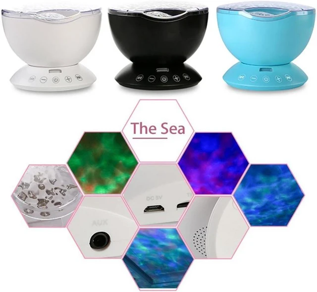 Alt view image 3 of 4 - Ocean Light Night Light Audio Cable 7 Colors Ocean Wave Starry Sky LED Projector Novelty RC Lamp Illusion Light For BabyChildren - White