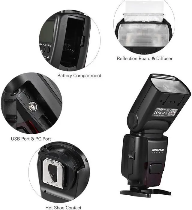 Alt view image 6 of 7 - Yongnuo YN860Li Wireless Flash Speedlite Lithium Battery Flash Light for Nikon Canon Compatible YN560III/YN560IV/YN660/YN968N