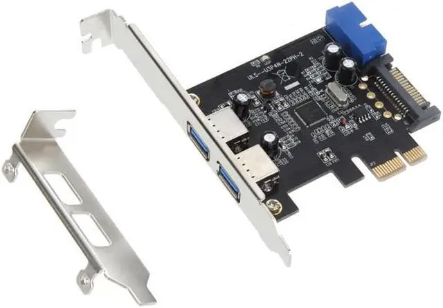 Main image of SuperSpeed 2-Port USB 3.0 PCI-E PCI Express 19-pin USB3.0 15-pin SATA Connector Low Profile