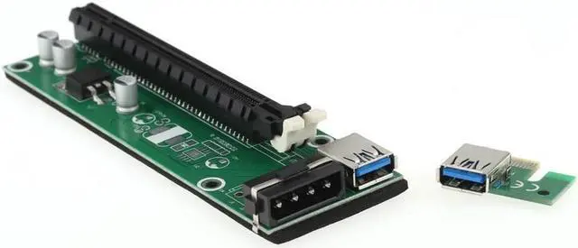 Alt view image 3 of 7 - PCI-E 1X to 16X Riser Card USB 3.0 Extender Flexible Cable with SATA 4 Pin IDE Molex Power Cable for Bitcoin Litecoin Miner