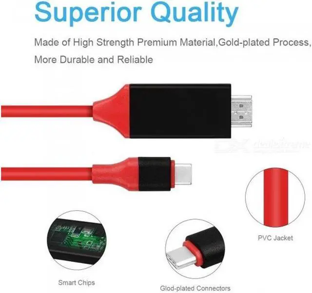 Alt view image 3 of 3 - USB C to HDMI Adapter Cable for Samsung Galaxy S8/S8 Plus - Red
