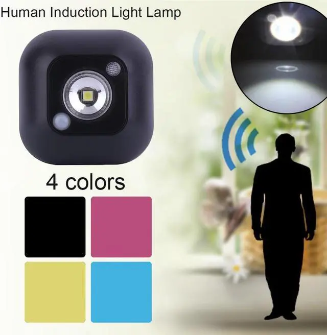 Alt view image 2 of 4 - Super Brightness Small Size Energy Saving Human Induction Light Lamp Mini Home Decorative Bedroom Wall Stick Lamp - Black