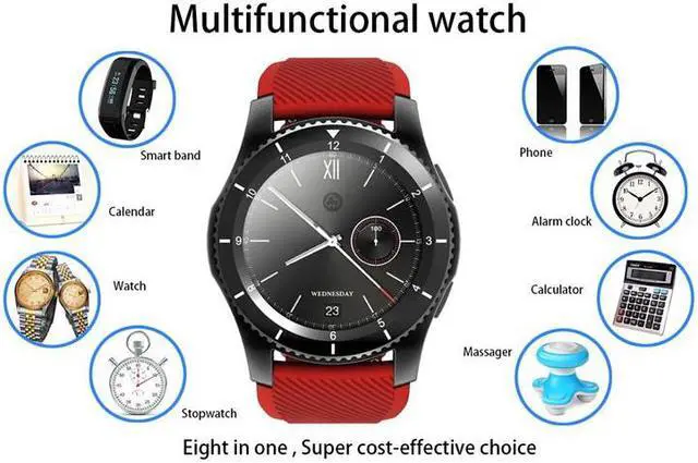 Alt view image 7 of 7 - Kktick G8 Smartwatch Bluetooth 4.0 SIM Card Call Message Reminder Heart Rate Monitor Smart watchs For Android Apple (White)