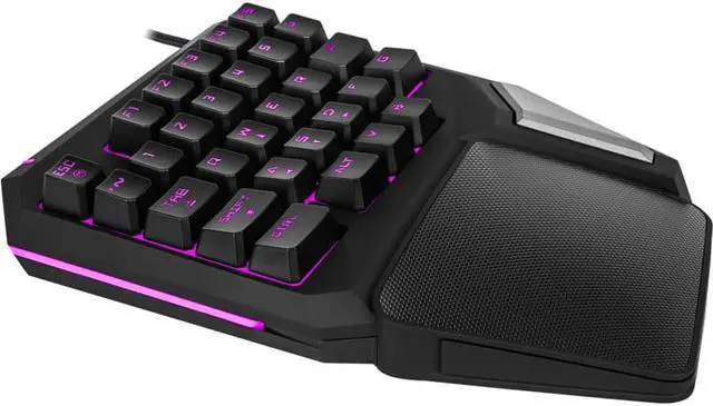 Alt view image 3 of 6 - Delux T9 Pro 7 Colors LED Backlit Single Hand Professional Gaming Keyboard Wrist Support 1.8m USB Wire Anti-Ghosting for PC